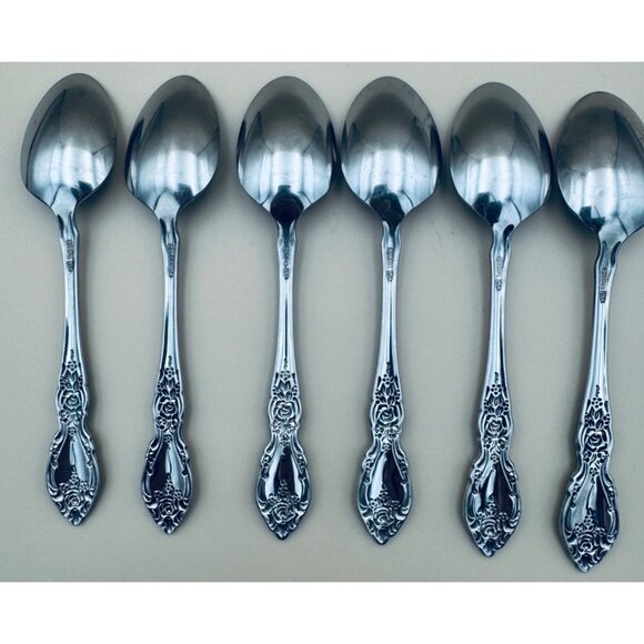 6 Oneida Wordsworth Stainless Steel Tea Spoons 6" - Picture 5 of 7